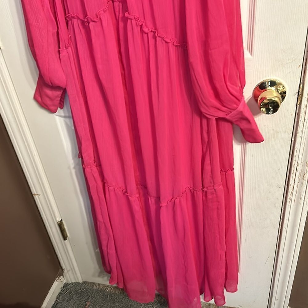 TopShop Premium TieredBrightPinkThrowOnMaxi DressNWOT XSmall. - Picture 4 of 12